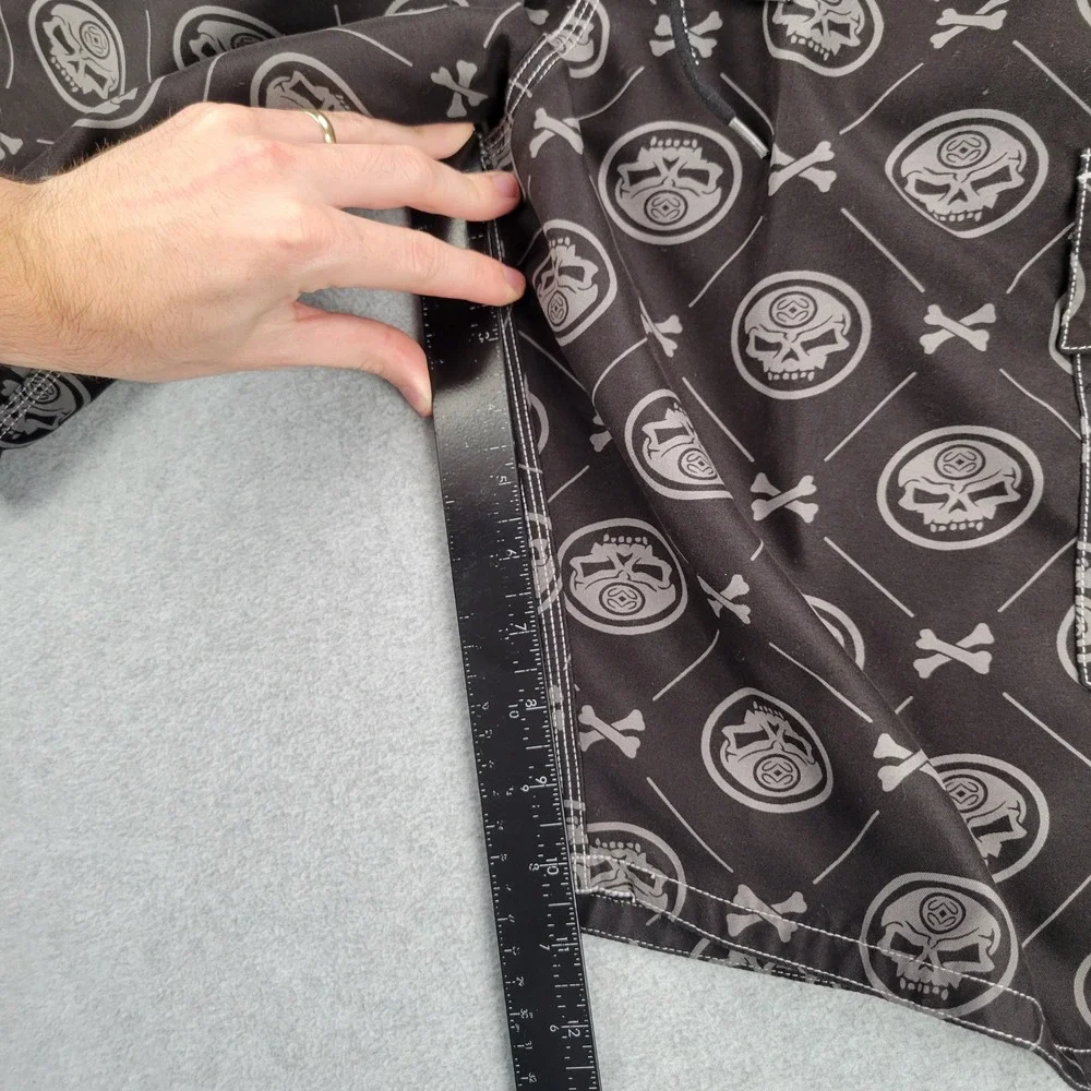 Maui Built Board Shorts Mens 32 Black Skull Crossbones Cargo Surf Trunks